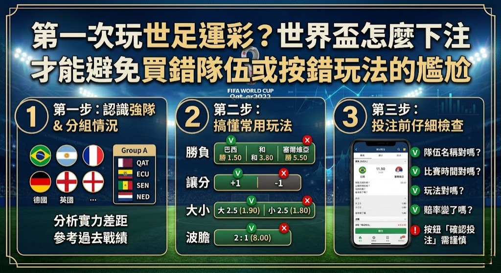 世界盃怎麼下注才能避免買錯隊伍或按錯玩法的尷尬